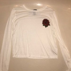 Long sleeve rose decal shirt
